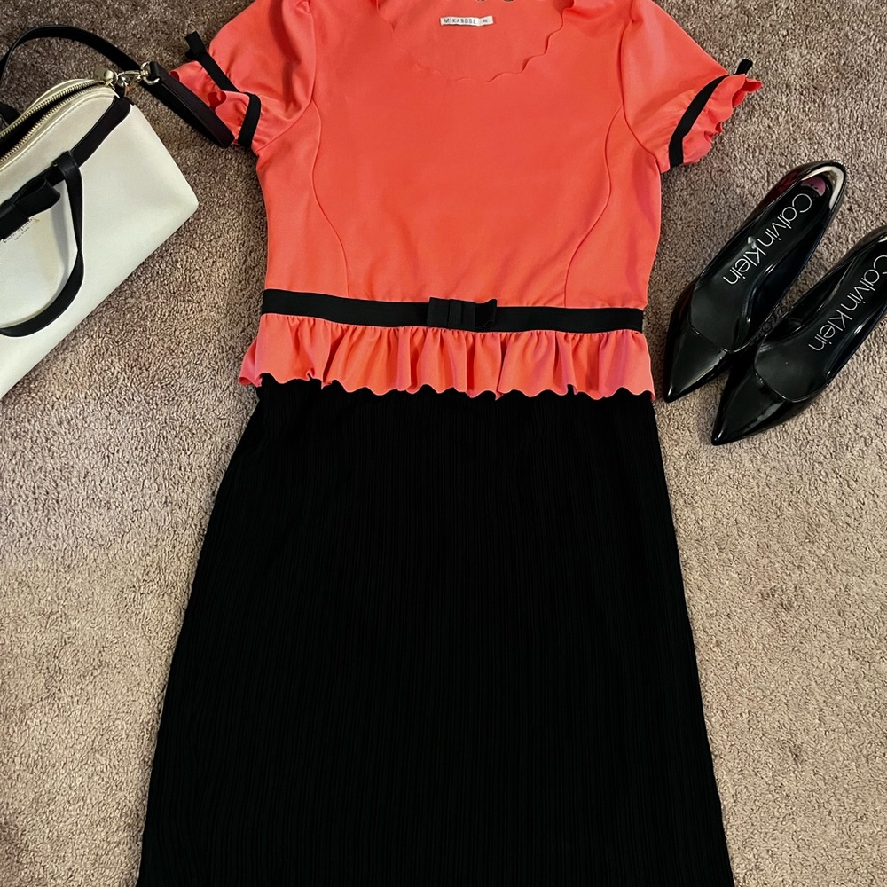 Coral and Black Women's Dress